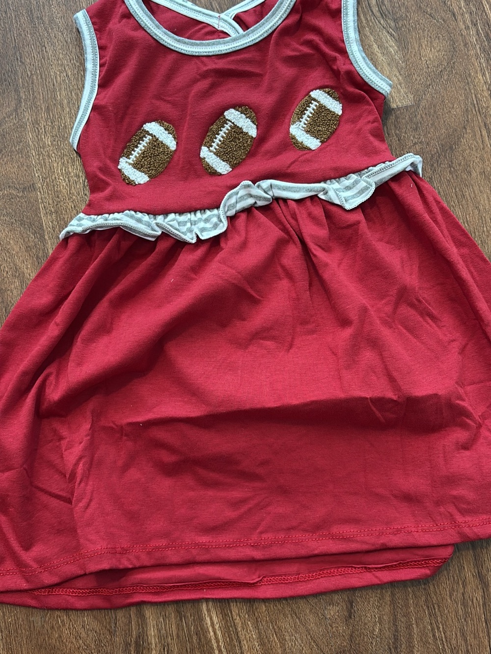 Red Toddler Dress with Football French Knott Alabama